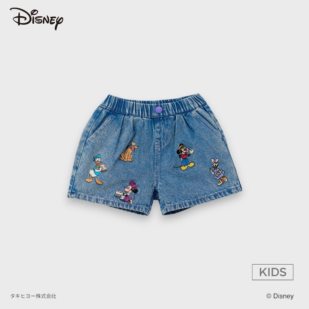 Kids (Size 90-100) กางเกงขาสั้นเด็ก Disney ลายขบวนพาเหรดแสนสนุกของแก๊ง Mickey & Friends
