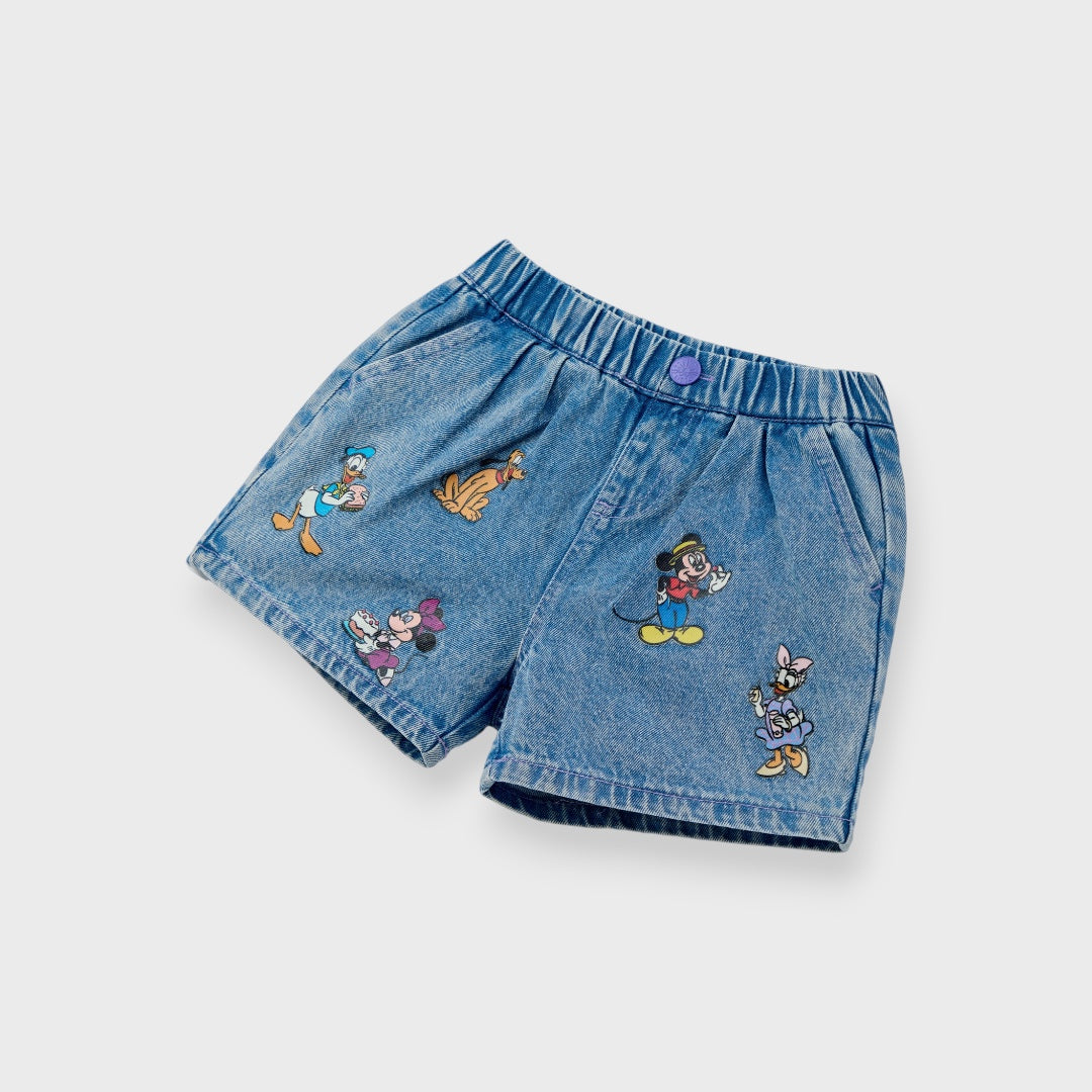 Kids (Size 90-100) กางเกงขาสั้นเด็ก Disney ลายขบวนพาเหรดแสนสนุกของแก๊ง Mickey & Friends