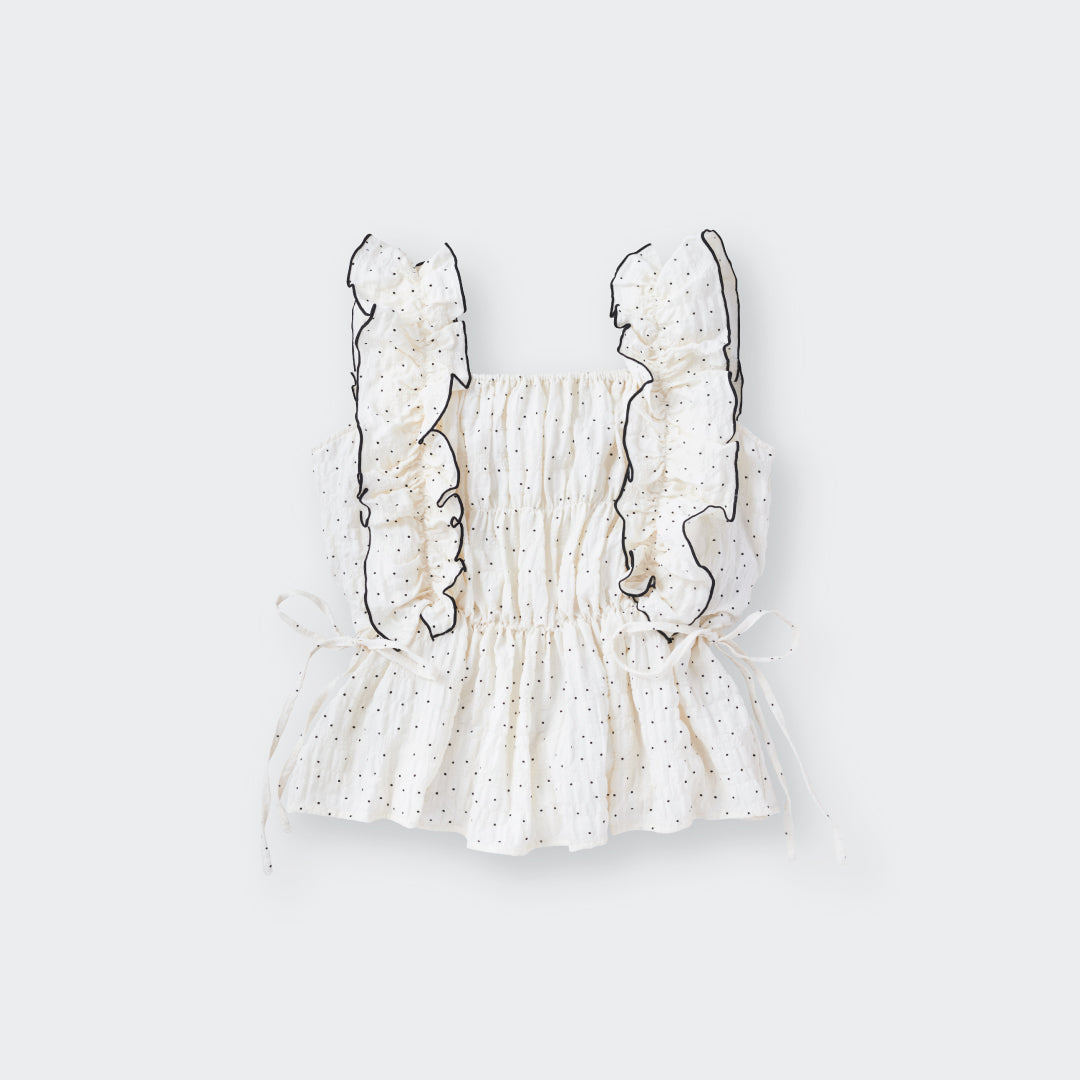 เสื้อแขนกุดสม็อกระบาย ผูกข้าง ใส่แล้วน่ารักแบบไม่ต้องตั้งใจ