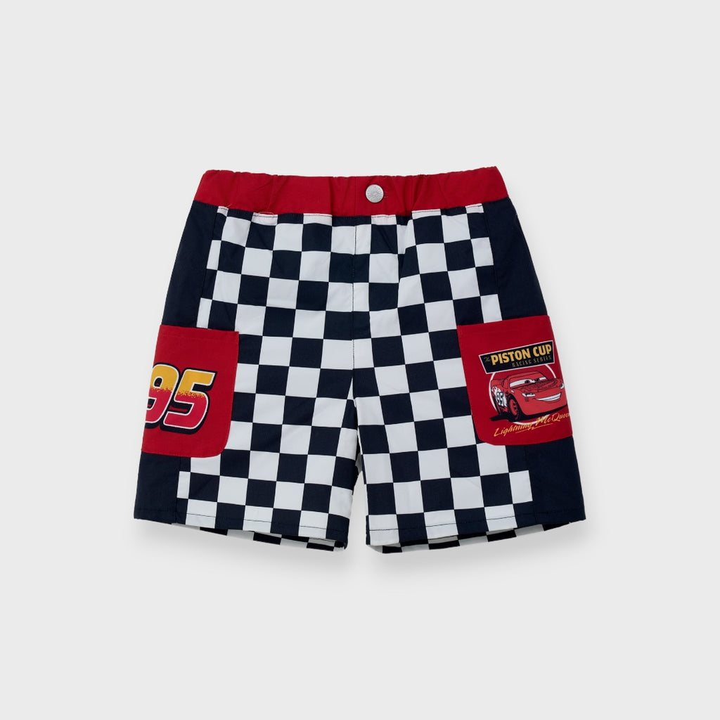 DISNEY PIXAR CARS SHORTS – BLACK & WHITE CHECKERED RACING KIDS SHORTS (110CM-130CM)