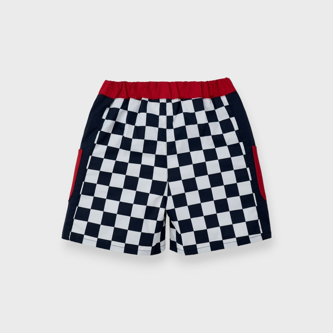 DISNEY PIXAR CARS SHORTS – BLACK & WHITE CHECKERED RACING KIDS SHORTS (110CM-130CM)