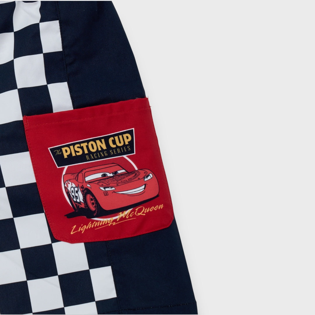 Kids (Size 90-100) กางเกงขาสั้นเด็ก Disney ลายสนามแข่ง Lightning McQueen Piston Cup