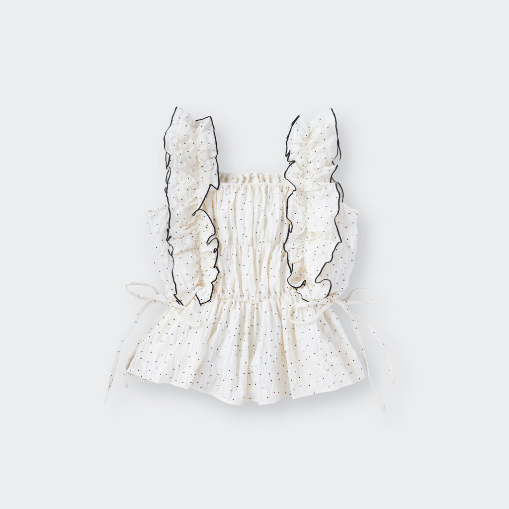 เสื้อแขนกุดสม็อกระบาย ผูกข้าง ใส่แล้วน่ารักแบบไม่ต้องตั้งใจ