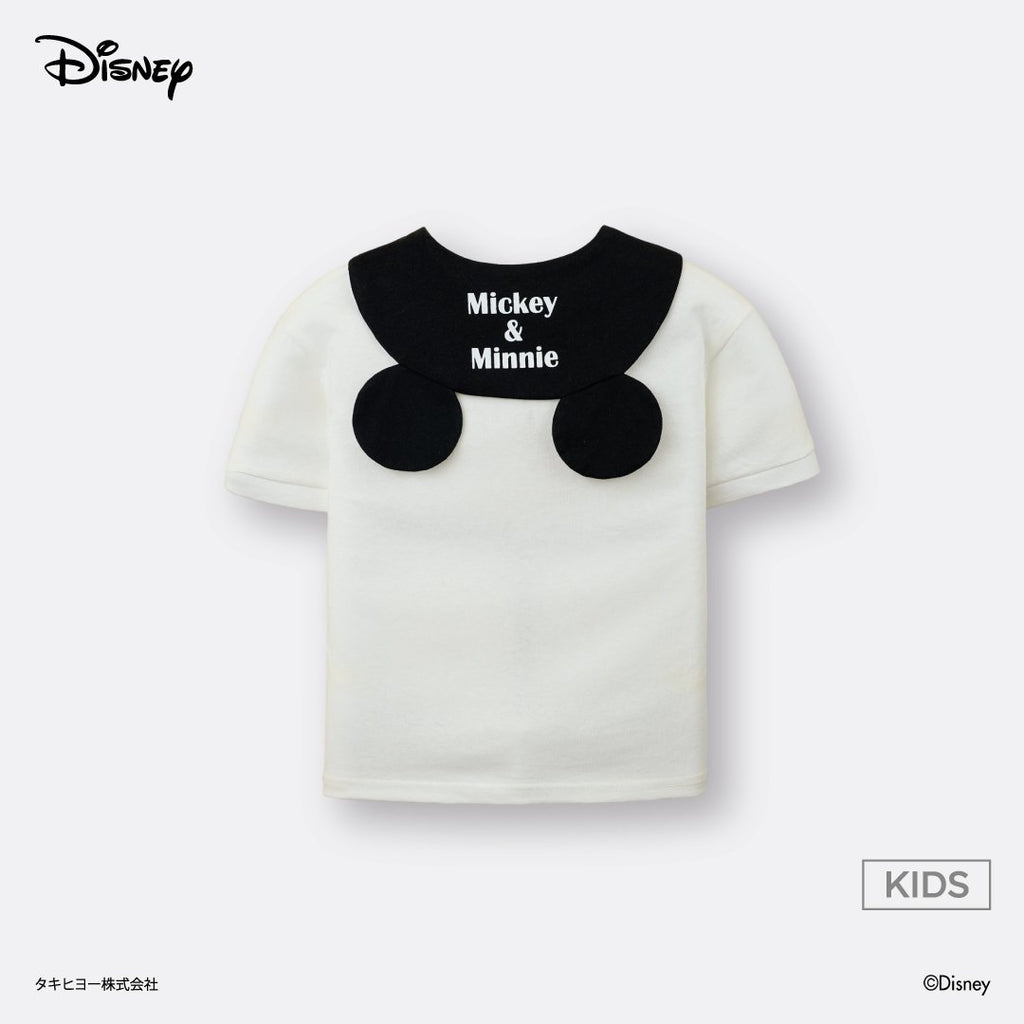 Kids (Size 90-100)  White Sailor Collar Mickey & Minnie Besties T-Shirt