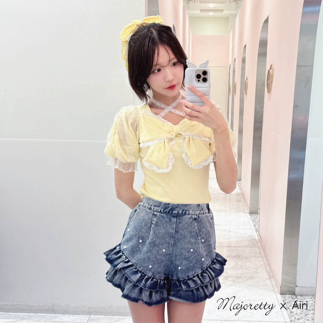  Majoretty x Airi - เสื้อครอปผ้าร่อง สไตล์หวานละมุนน่ารักแบบสาวญี่ปุ่น