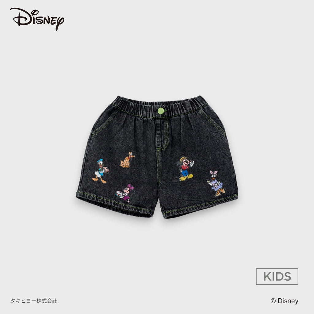 DISNEY FRIENDS DENIM SHORTS – BLUE/BLACK CHARACTER GRAPHIC KIDS SHORTS (110CM-130CM)