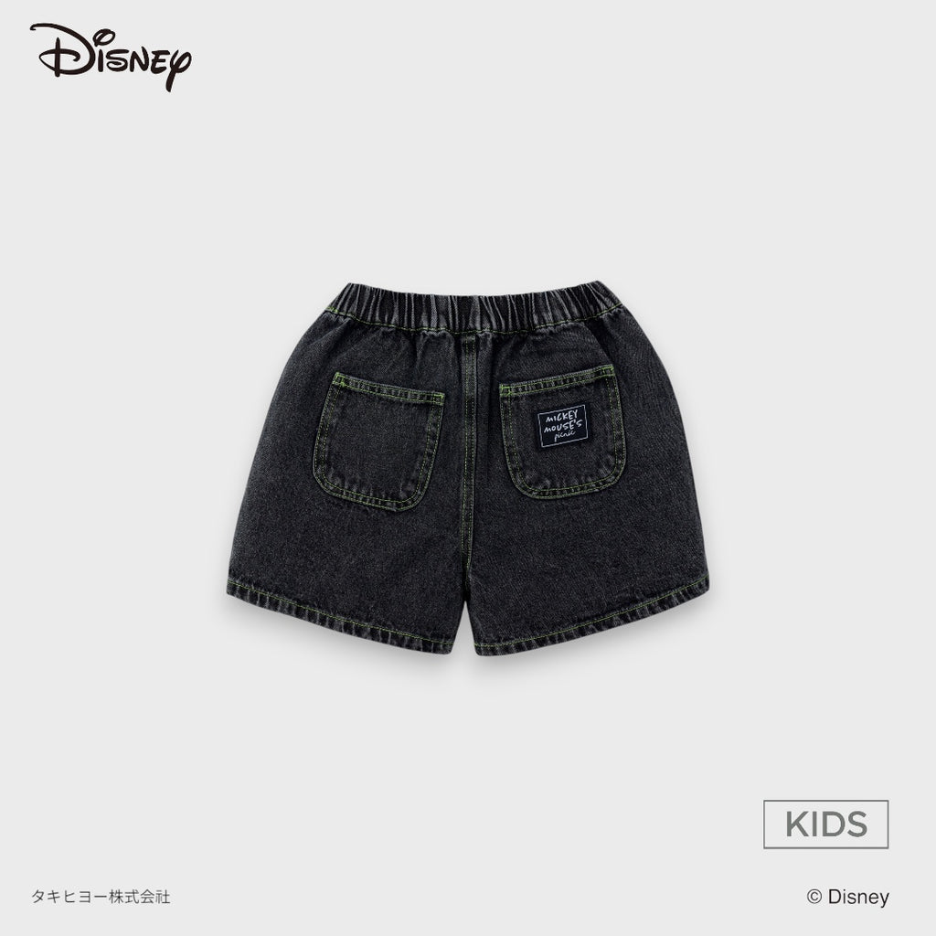 DISNEY FRIENDS DENIM SHORTS – BLUE/BLACK CHARACTER GRAPHIC KIDS SHORTS (110CM-130CM)