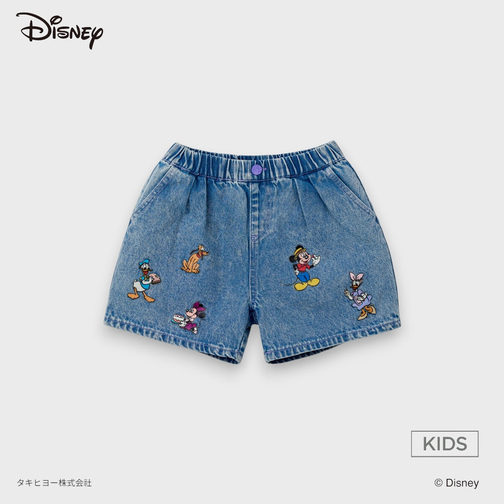 DISNEY FRIENDS DENIM SHORTS – BLUE/BLACK CHARACTER GRAPHIC KIDS SHORTS (110CM-130CM)