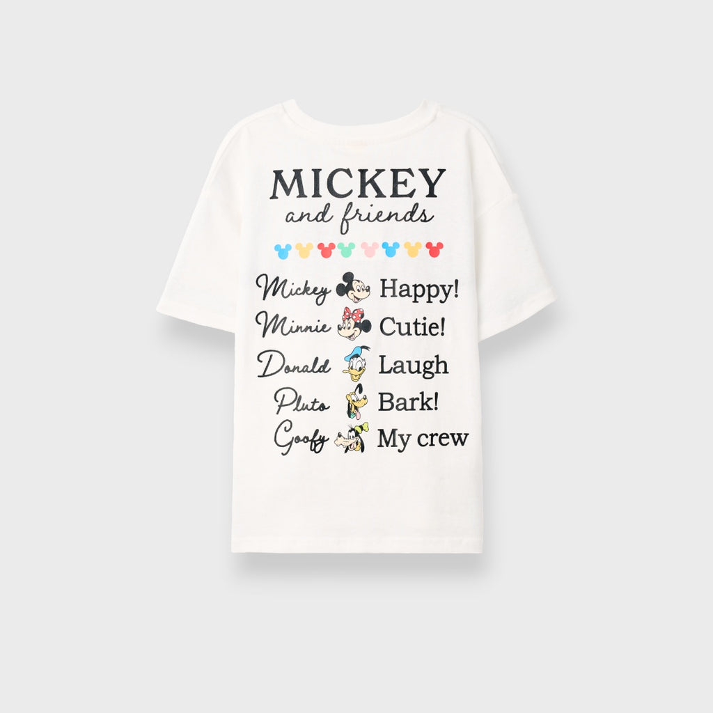 KIDS (SIZE 110-130) DISNEY MICKEY & FRIENDS OVERSIZED T-SHIRT WHITE “MICKEY & CO.”