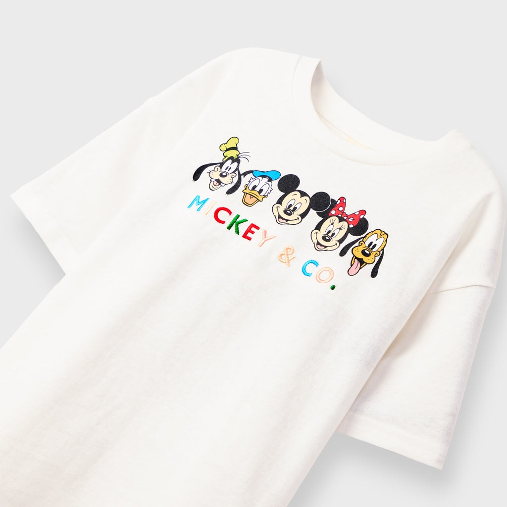 KIDS (SIZE 110-130) DISNEY MICKEY & FRIENDS OVERSIZED T-SHIRT WHITE “MICKEY & CO.”