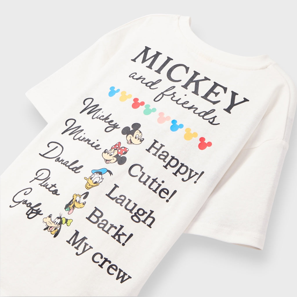 KIDS (SIZE 110-130) DISNEY MICKEY & FRIENDS OVERSIZED T-SHIRT WHITE “MICKEY & CO.”