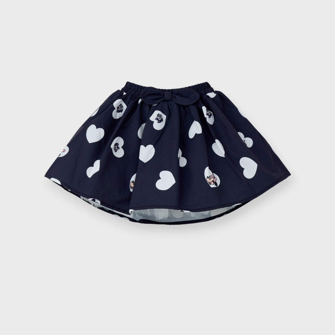KIDS (SIZE 90-100) DISNEY MINNIE MOUSE HEART PRINT SKIRT BLACK