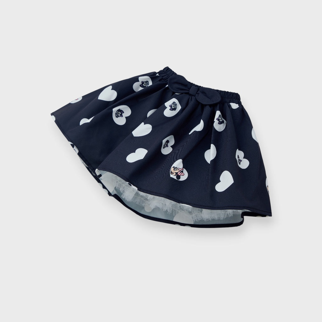 KIDS (SIZE 90-100) DISNEY MINNIE MOUSE HEART PRINT SKIRT BLACK
