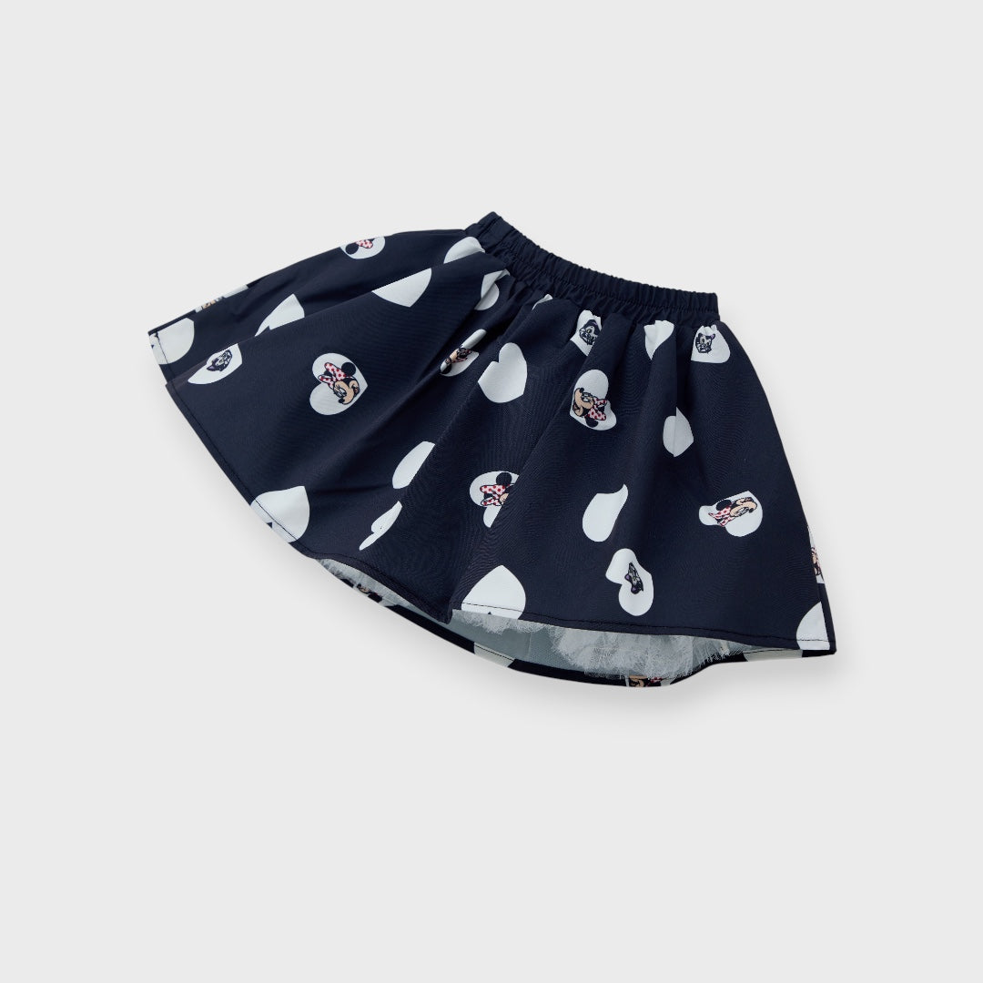 KIDS (SIZE 90-100) DISNEY MINNIE MOUSE HEART PRINT SKIRT BLACK