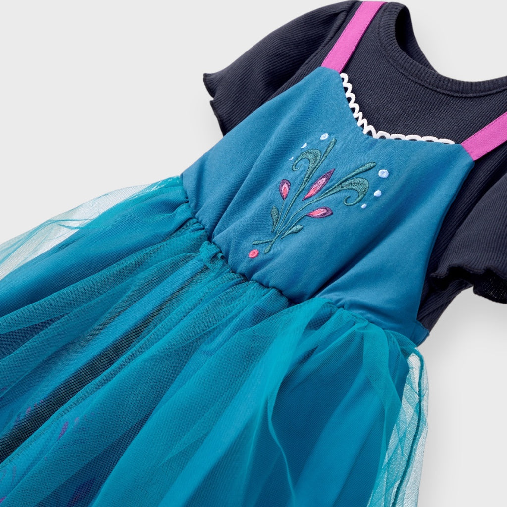 KIDS (SIZE 90-100) DISNEY FROZEN ANNA-INSPIRED TULLE DRESS TEAL