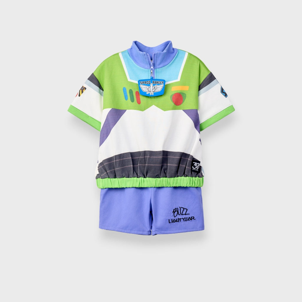 KIDS (SIZE 90-100) DISNEY/PIXAR BUZZ LIGHTYEAR TOP & SHORTS SET GREEN PURPLE