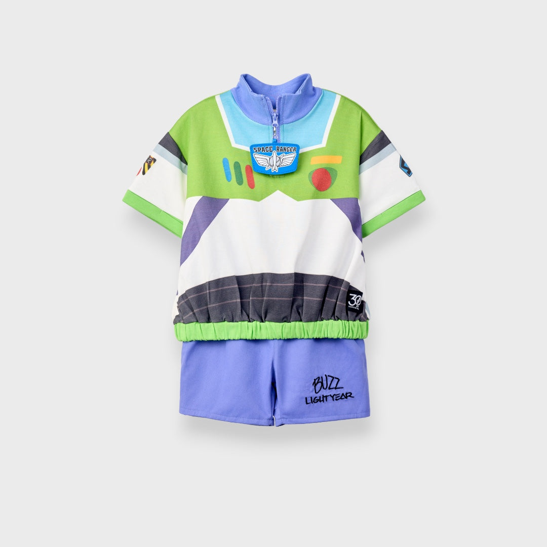 KIDS (SIZE 90-100) DISNEY/PIXAR BUZZ LIGHTYEAR TOP & SHORTS SET GREEN PURPLE