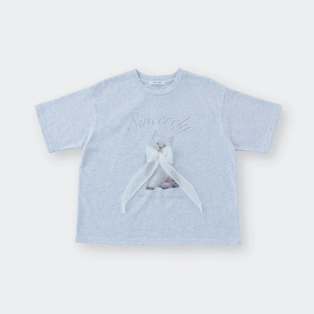 Sincerely Kitty – Fluffy Bow Cute Tee - SKU S287500000028001001 - Image 2