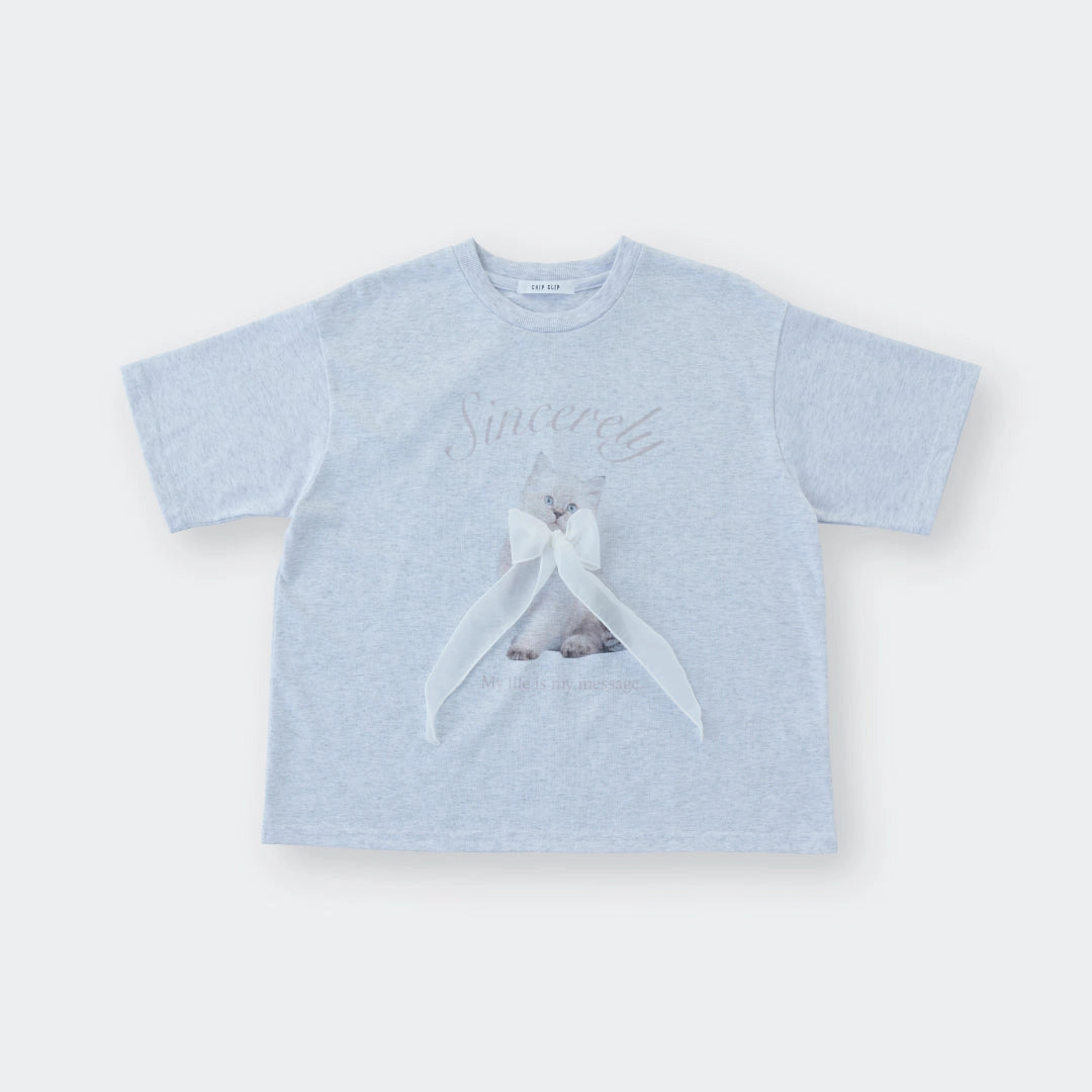 Sincerely Kitty – Fluffy Bow Cute Tee - SKU S287500000028001001 - Image 2