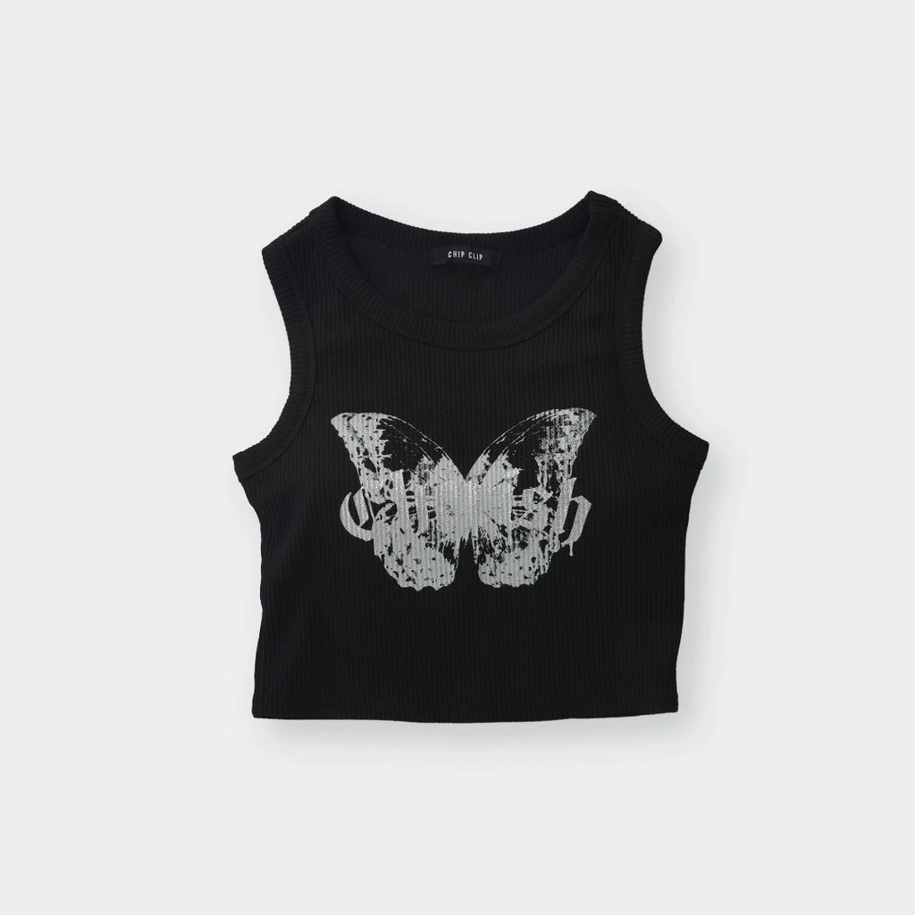 Butterfly Grunge Rib Crop Tank – Cute, Easy, Zero-Drama Essential - SKU S287500000018001001 - Image 3