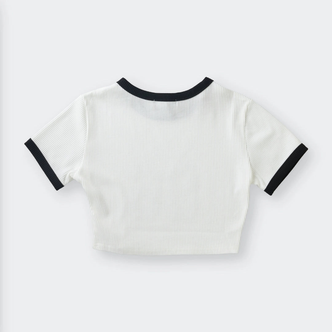 Radiant 86 Ribbed Crop Top – Cute, Sporty - SKU S287500000019001001 - Image 2