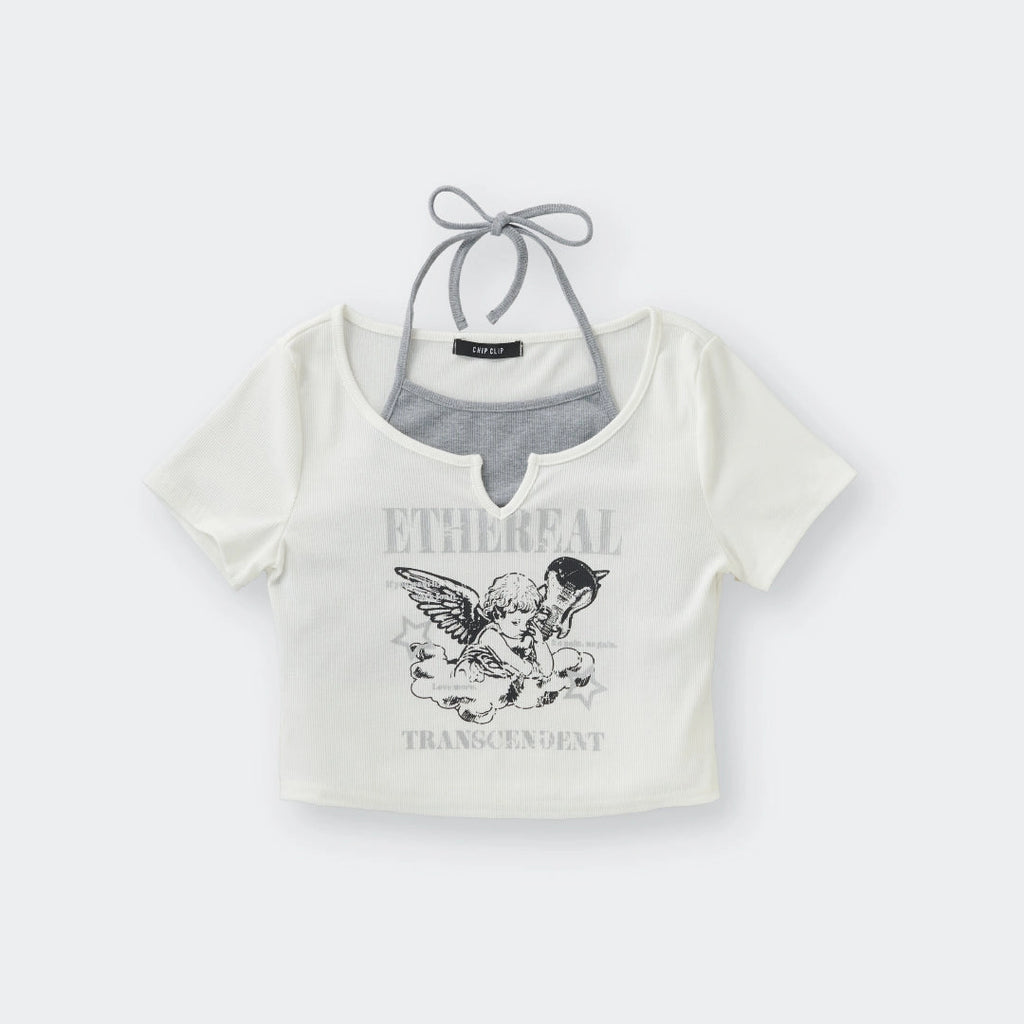 “Ethereal Transcendent” Angel Crop Top – So Cute It Might Cause Heavenly Disturbances 🌟 - SKU S287500000021001001 - Image 1