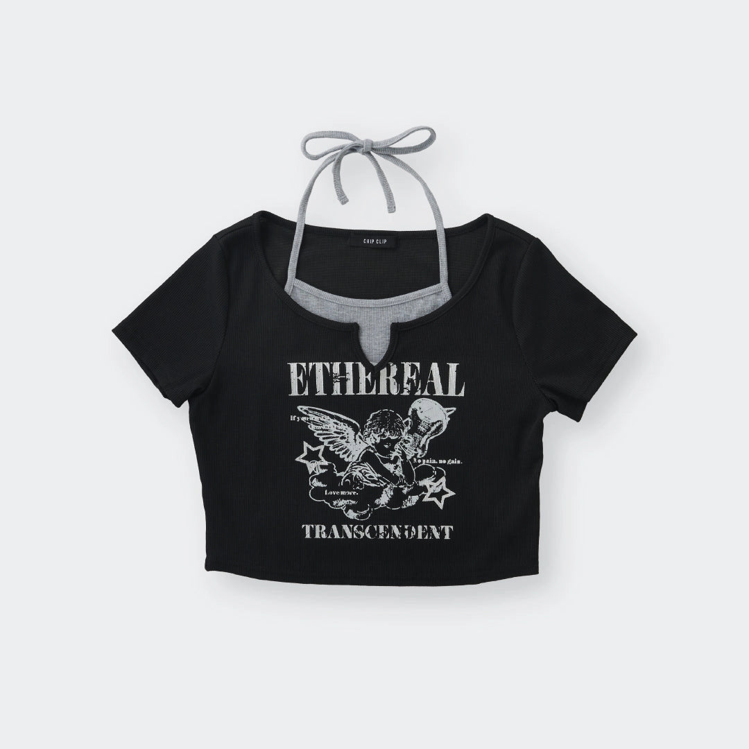 “Ethereal Transcendent” Angel Crop Top – So Cute It Might Cause Heavenly Disturbances 🌟 - SKU S287500000021001001 - Image 3