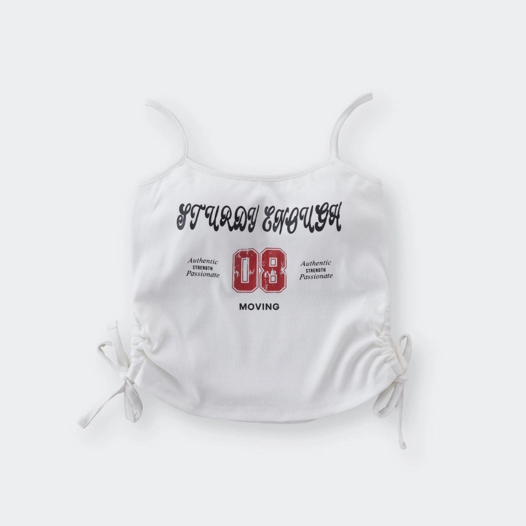 STURDY ENOUGH Spaghetti-Strap Crop Top – Cute with a Hidden Edge Featuring Adjustable Drawstrings for Mood-Based Styling - SKU S287500000053001001 - Image 1