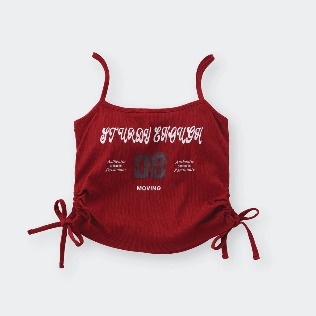 STURDY ENOUGH Spaghetti-Strap Crop Top – Cute with a Hidden Edge Featuring Adjustable Drawstrings for Mood-Based Styling - SKU S287500000053001001 - Image 3
