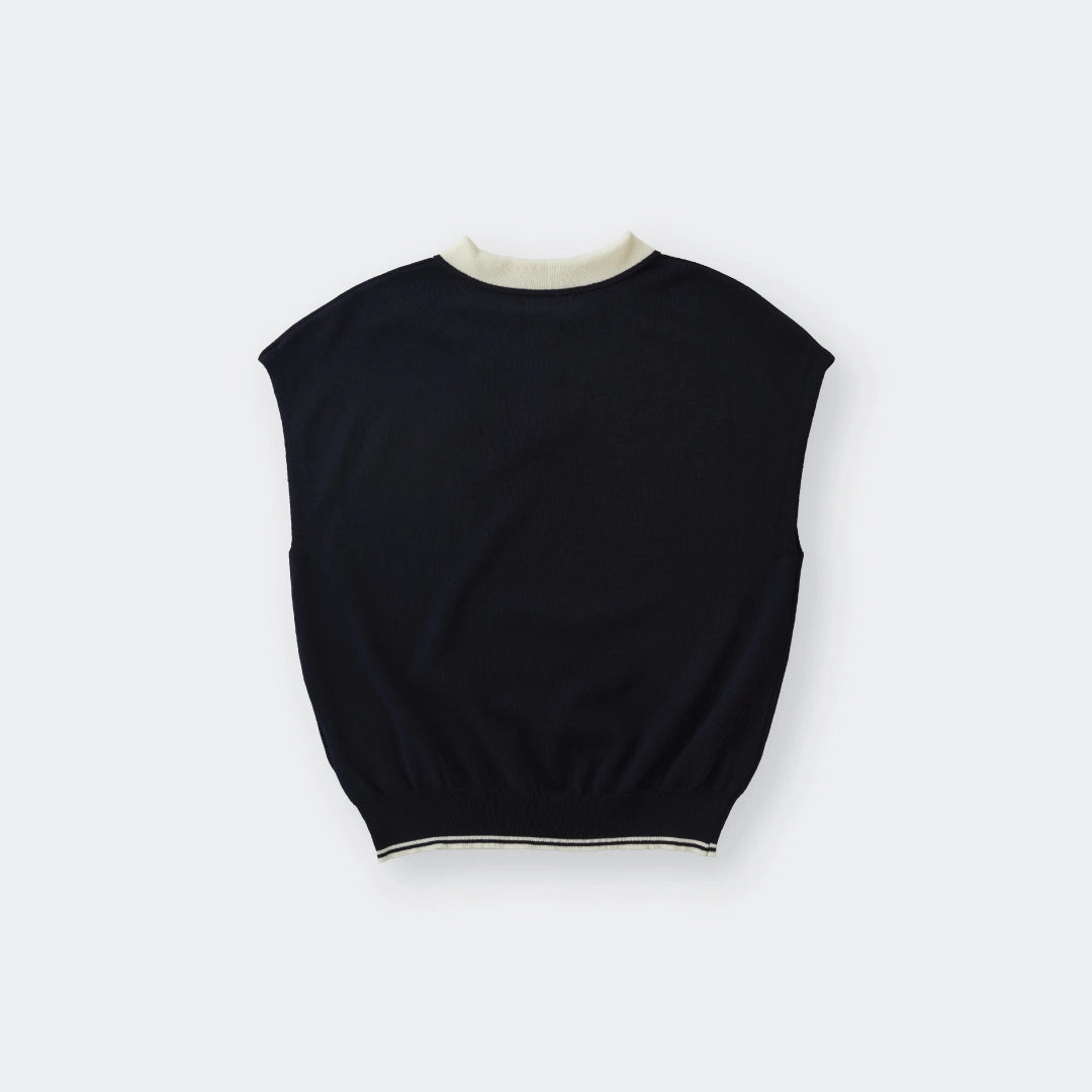 Two-Tone Vintage Sleeveless Knit Polo “Gentle Lady Edition” - SKU S287600000006001001 - Image 2