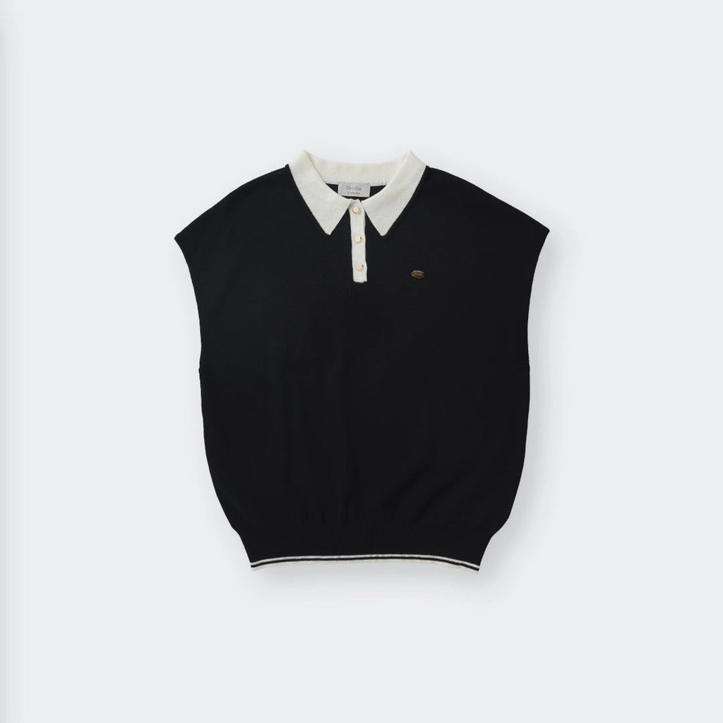 Two-Tone Vintage Sleeveless Knit Polo “Gentle Lady Edition” - SKU S287600000006001001 - Image 3