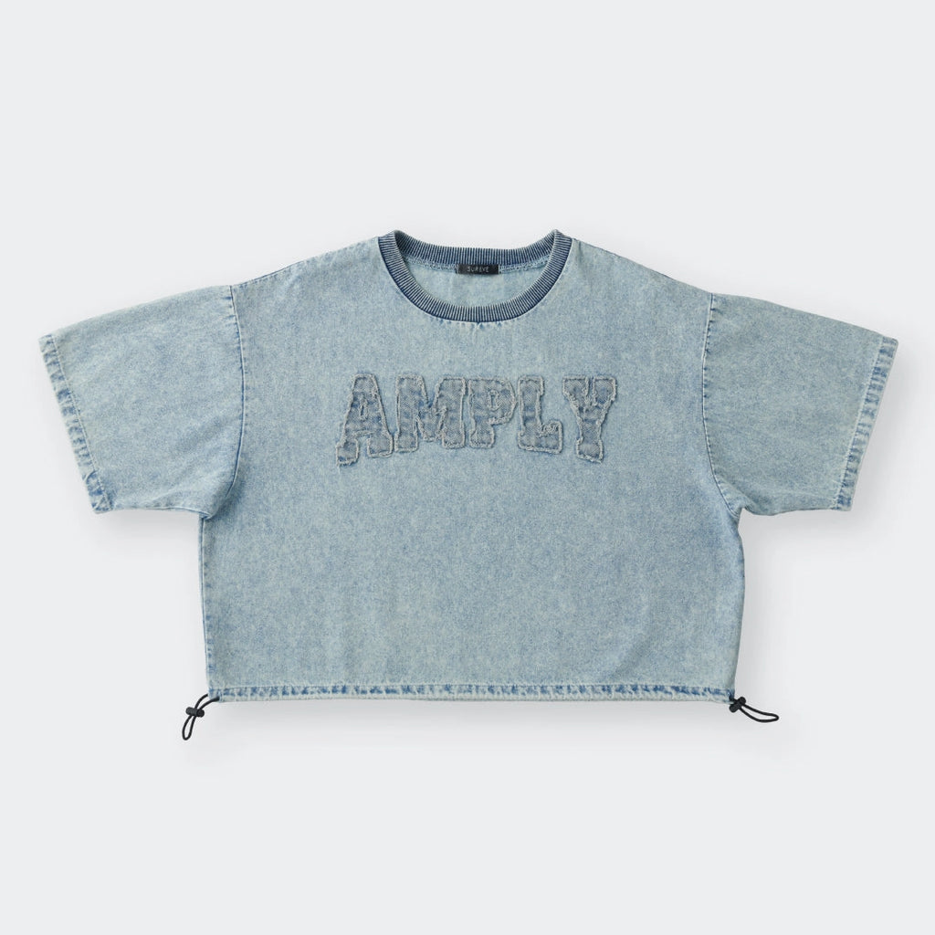AMPLY Retro-Denim Crop Top – Adjustable Hem / Oversized Streetwear Vibes - SKU S287700000060001001 - Image 1