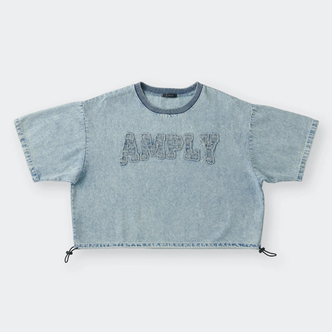 AMPLY Retro-Denim Crop Top – Adjustable Hem / Oversized Streetwear Vibes - SKU S287700000060001001 - Image 1
