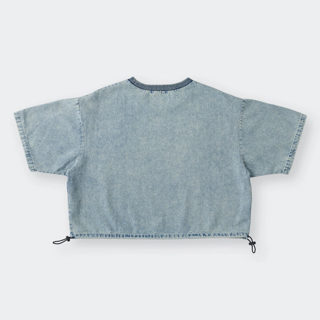 AMPLY Retro-Denim Crop Top – Adjustable Hem / Oversized Streetwear Vibes - SKU S287700000060001001 - Image 2