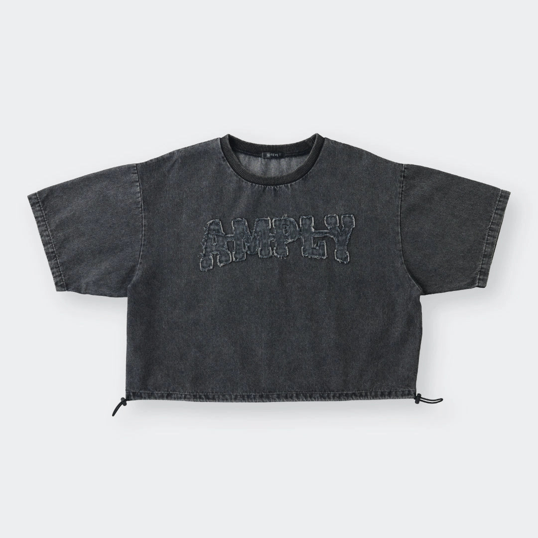 AMPLY Retro-Denim Crop Top – Adjustable Hem / Oversized Streetwear Vibes - SKU S287700000060001001 - Image 3