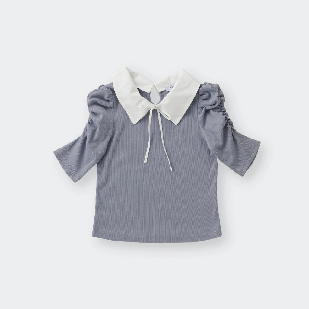 Charming Ribbon Collar Puff Tee – Cute, Classy & Effortlessly Playful - SKU S287500000049001001 - Image 4