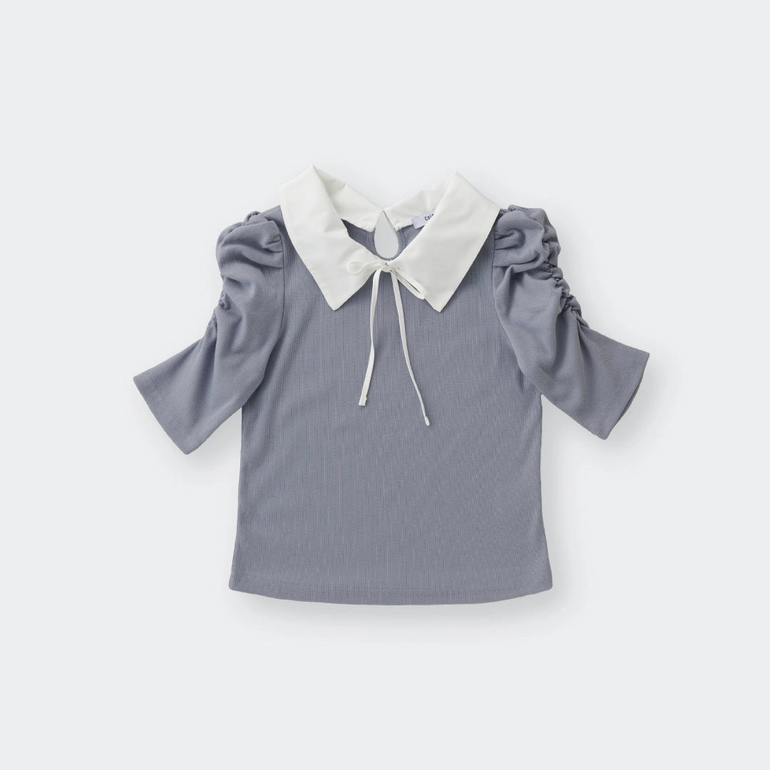 Charming Ribbon Collar Puff Tee – Cute, Classy & Effortlessly Playful - SKU S287500000049001001 - Image 4