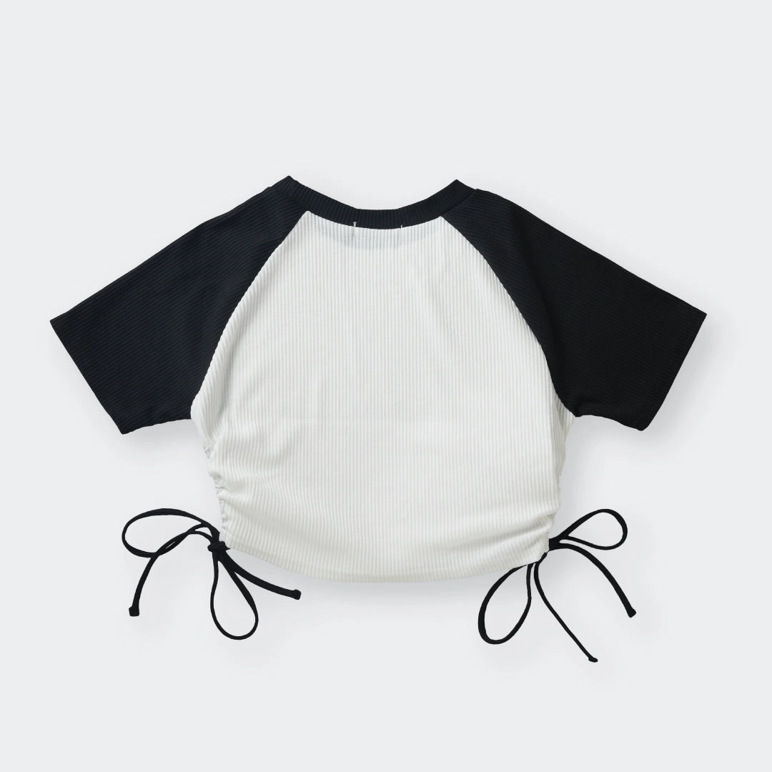 Keep An Open Mind Crop Top – “Open-hearted but Not That Open” Edition 🌼 Cute Daisy Print in Black & White - SKU S287500000024001001 - Image 2