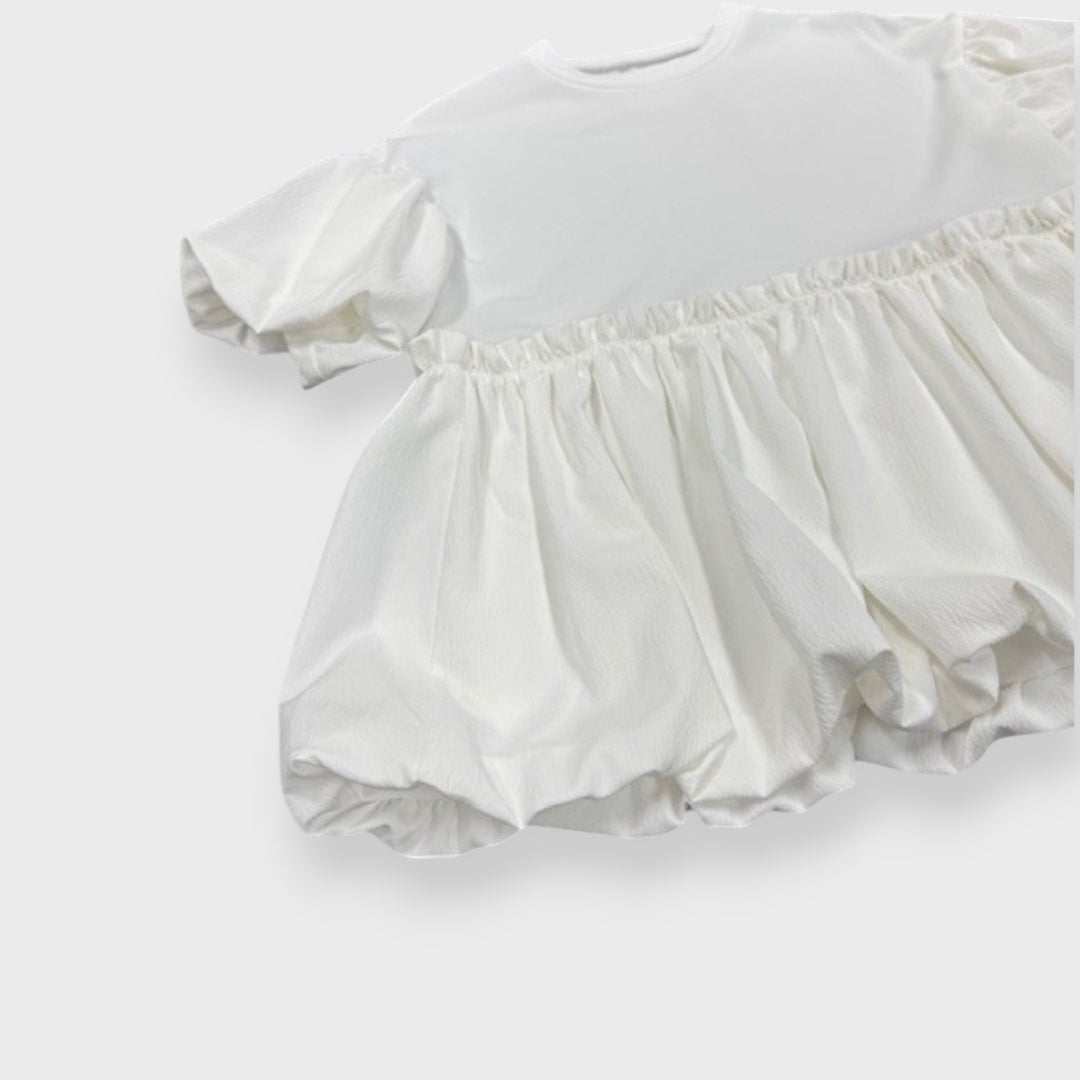 เสื้อผู้หญิง Puff Sleeve Peplum Blouse แขนพอง ทรงบาน สไตล์แฟชั่น