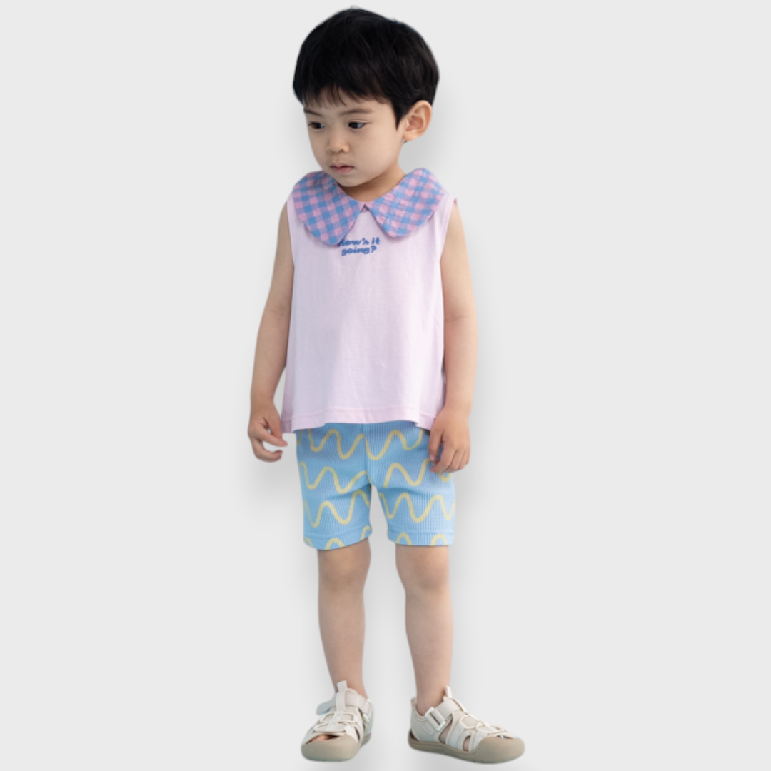 BABY CHECKERED PETER PAN COLLAR TANK TOP (90CM)