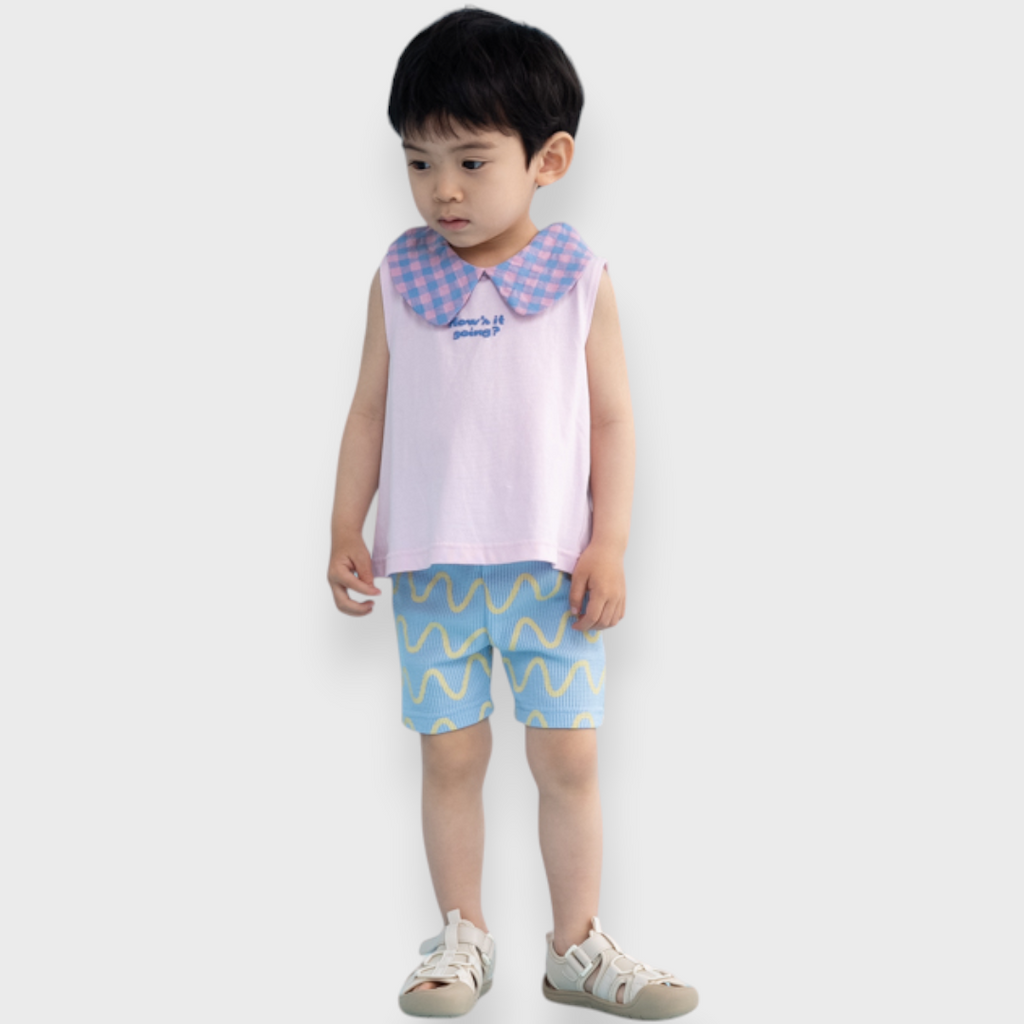 KIDS GINGHAM COLLAR TANK TOP (100–120CM)