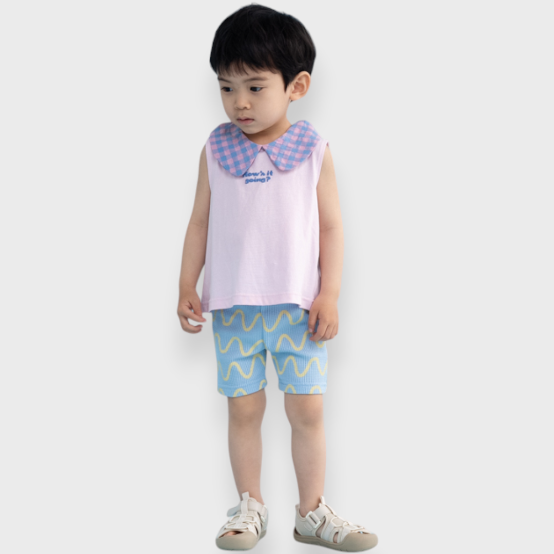 KIDS GINGHAM COLLAR TANK TOP (100–120CM)