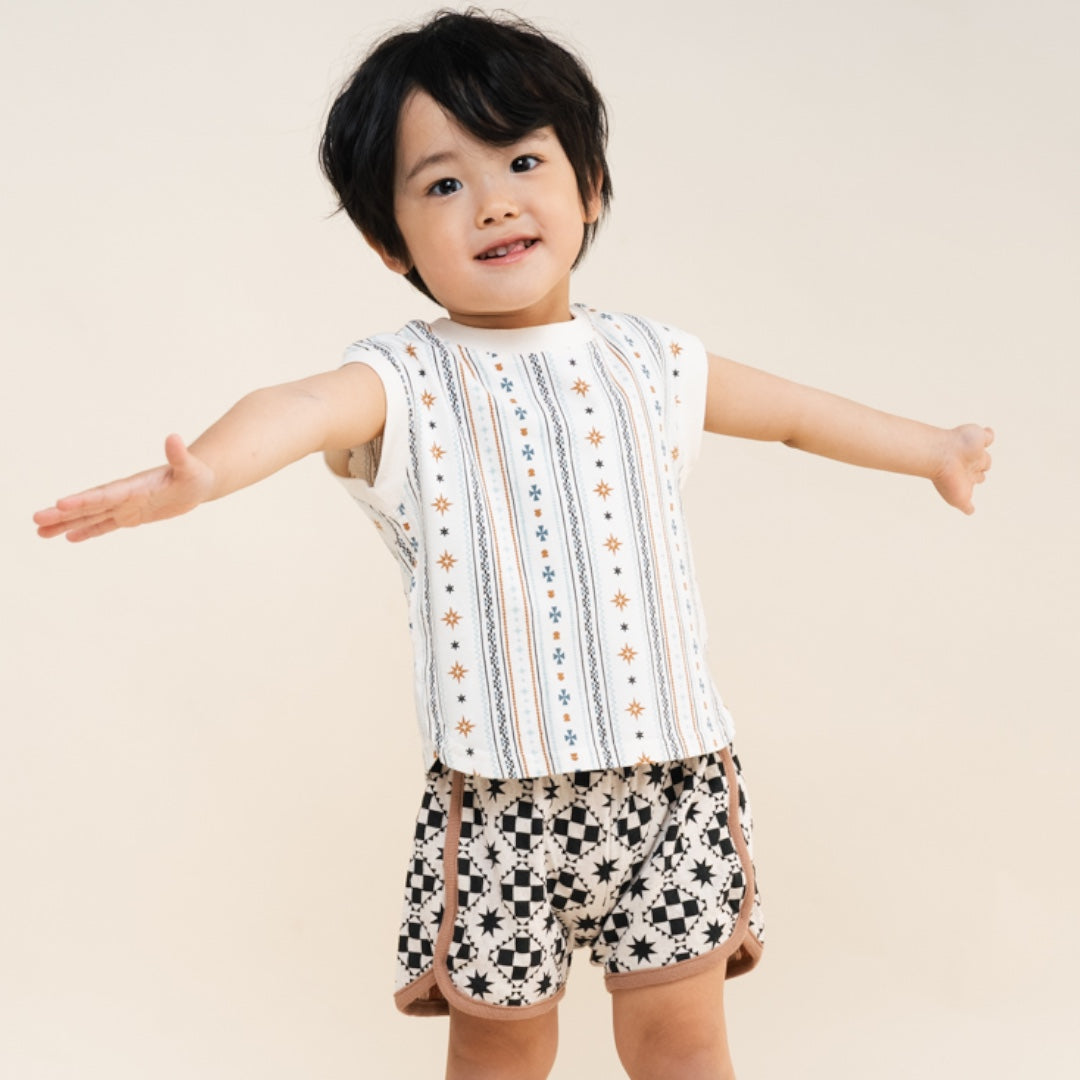 BABY GEOMETRIC STRIPE SLEEVELESS T-SHIRT (90CM)