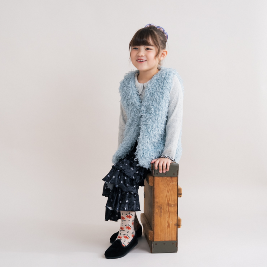 KIDS &MIGNON FLORAL PRINT TRIPLE-TIER RUFFLE FLARED PANTS (100CM)