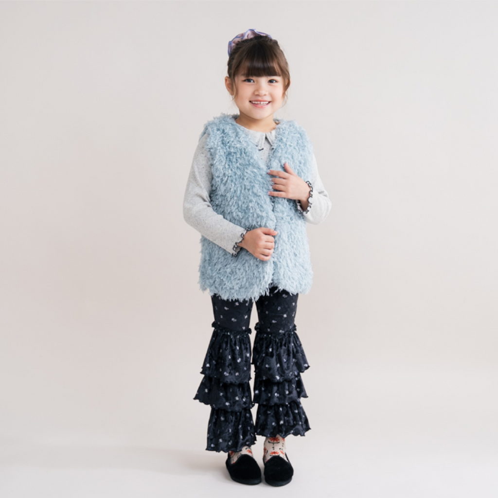 KIDS &MIGNON FLORAL PRINT TRIPLE-TIER RUFFLE FLARED PANTS (100CM)