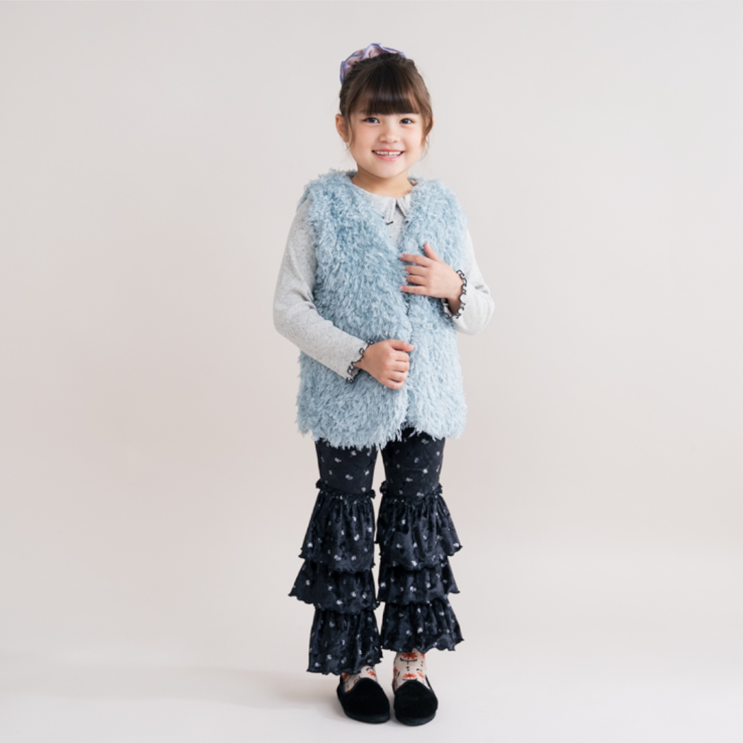 KIDS &MIGNON FLORAL PRINT TRIPLE-TIER RUFFLE FLARED PANTS (100CM)