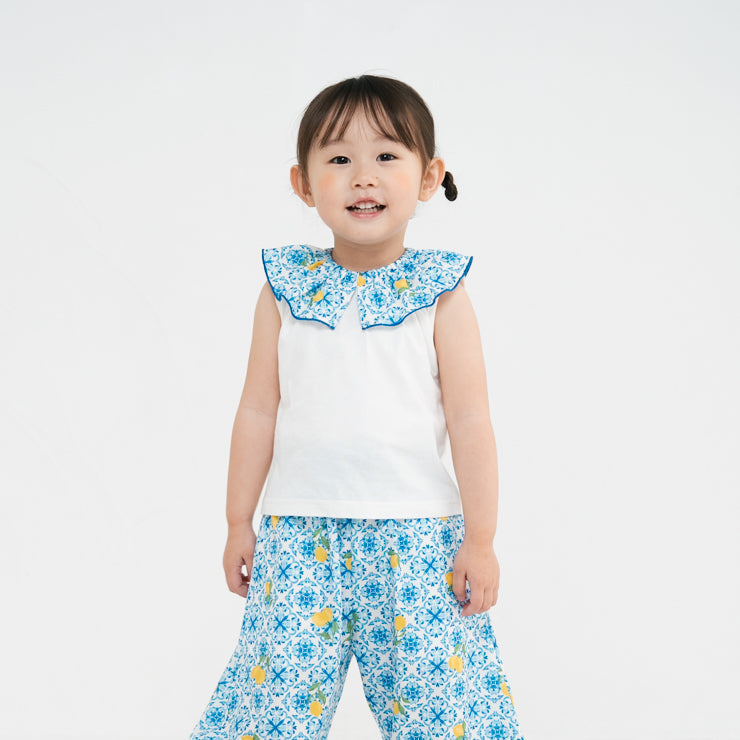 Kids (Size 90cm) Mediterranean Ruffle Collar Tee