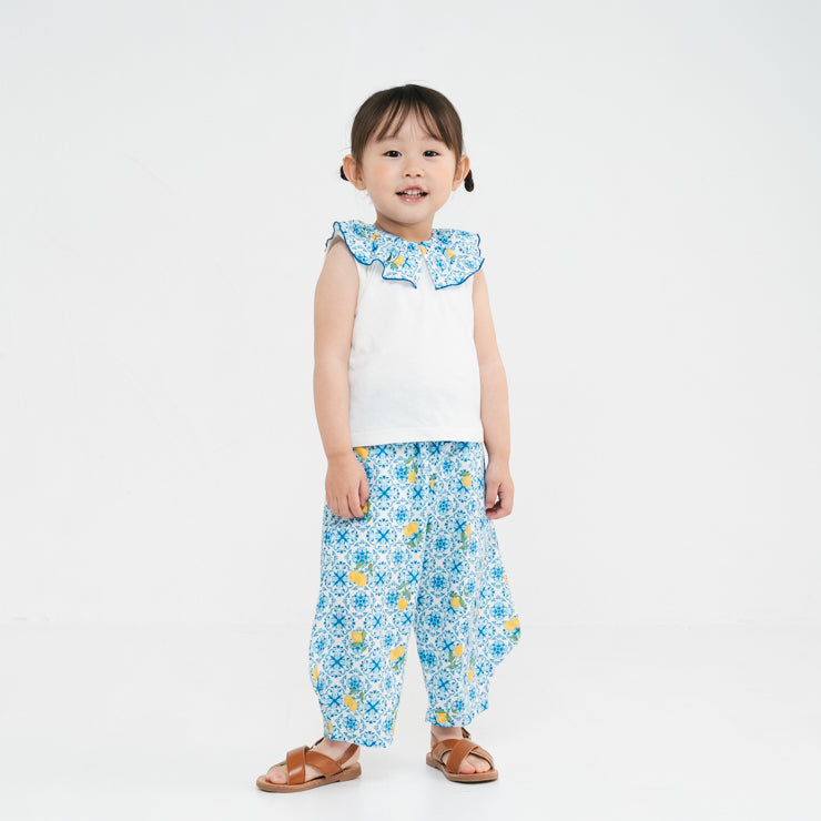 Kids (Size 90cm) Mediterranean Ruffle Collar Tee