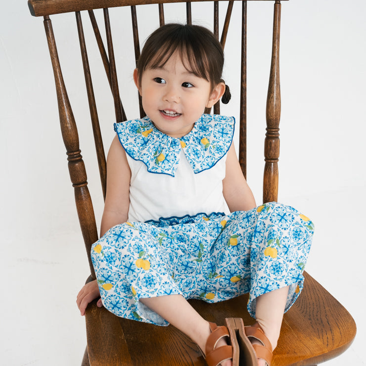 Kids (Size 90cm) Mediterranean Ruffle Collar Tee