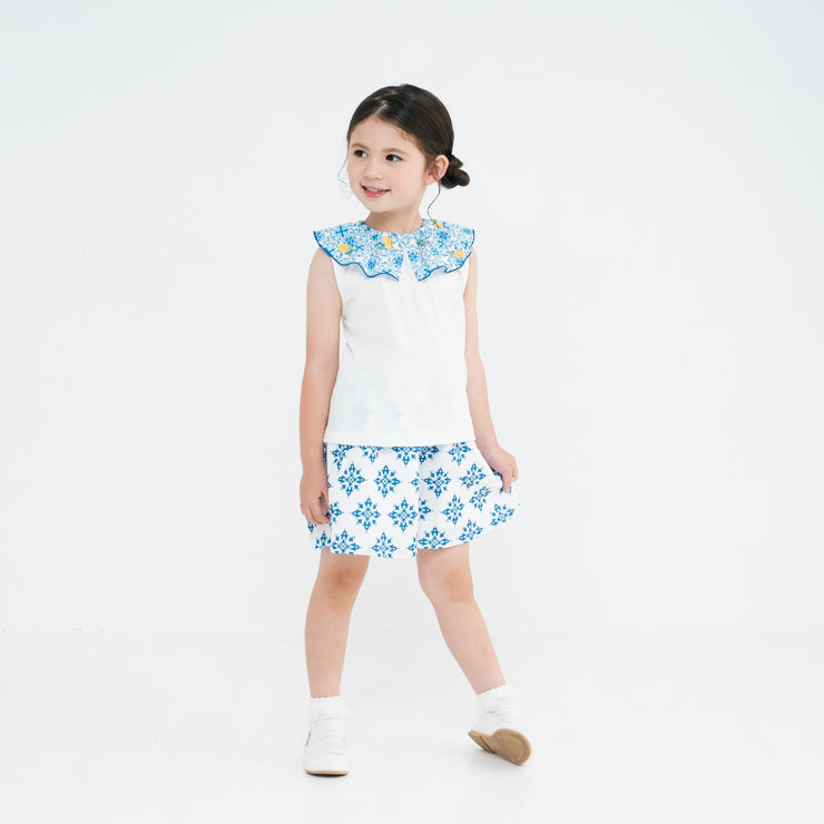 Kids (Size 100–120cm) Mediterranean Ruffle Collar Tee